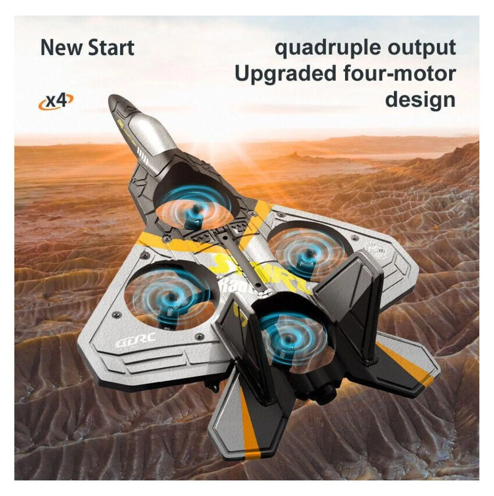 4DRC V17 RC Airplane, 2.4GHz 6CH EPP RC Plane, 4 Motor RC Aircraft for Adults & Kids, Gravity Sensing Stunt, Cool Lights, Long Flight Time