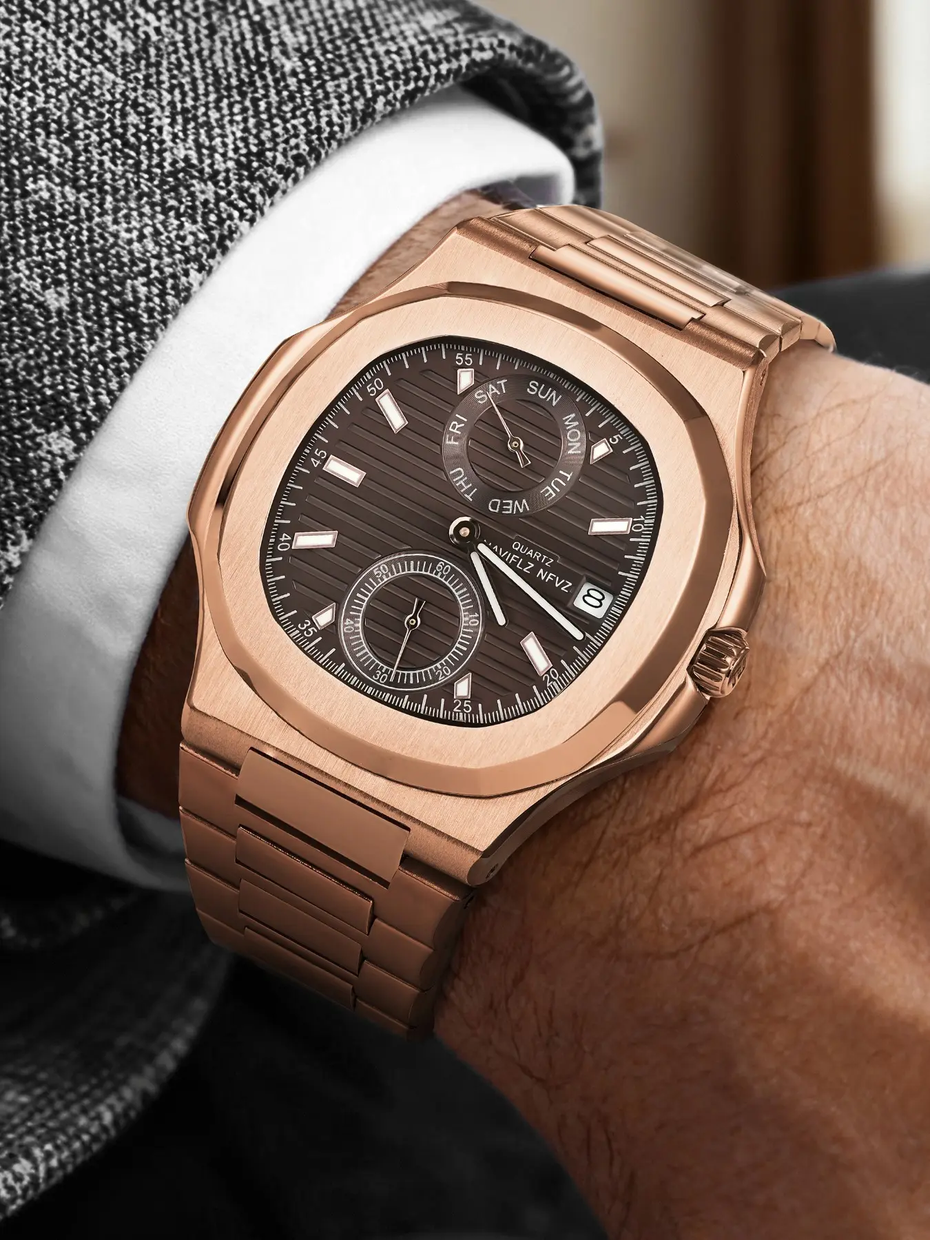 NAVIFLZ NFVZ TOP New Men Quartz Watches Sport Business Luxury Brand Stainless Steel Male Fashion Nautilus Wrist Clock Modern Fashionable Wristwatch Dropshipping