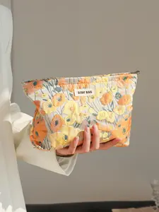 Floral Pattern Makeup Bag, Large Capacity Cosmetic Storage Bag, Portable Zipper Makeup Organizer Pouch, Pouch Bags, Versatile Storage Bag for Travel, Gym, Office, Home, Cosmetics Organizer