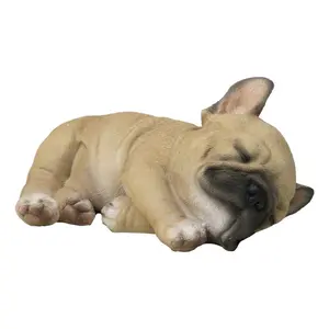 Realistic Adorable French Bulldog Dog Puppy Sleeping Figurine 6.75"Long