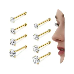 Hypoallergenic Nose Rings 18G 20G Stainless Steel Nose Rings Studs Cubic Zirconia Nose Ring Labret Nose Piercing Jewelry for Women Men 1.5mm 2mm 2.5mm 3mm