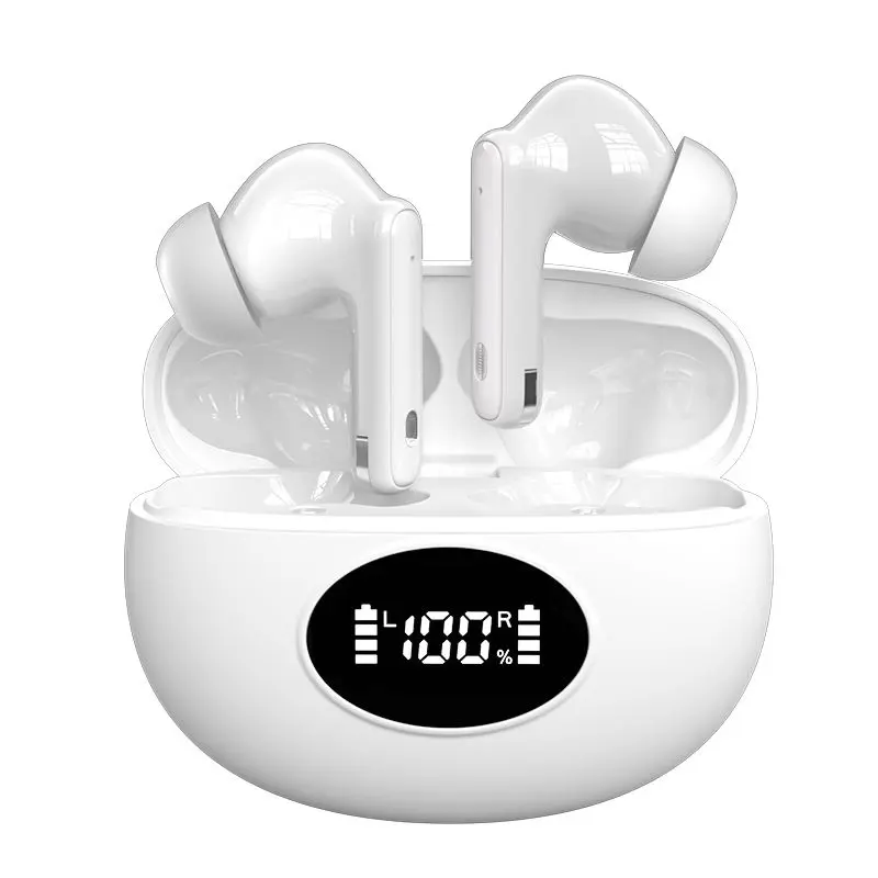 YYK-A90 PRO white  A90 Bluetooth earphones, equipped with an intelligent color touch screen, wireless audio earbuds for better sound quality and comfort