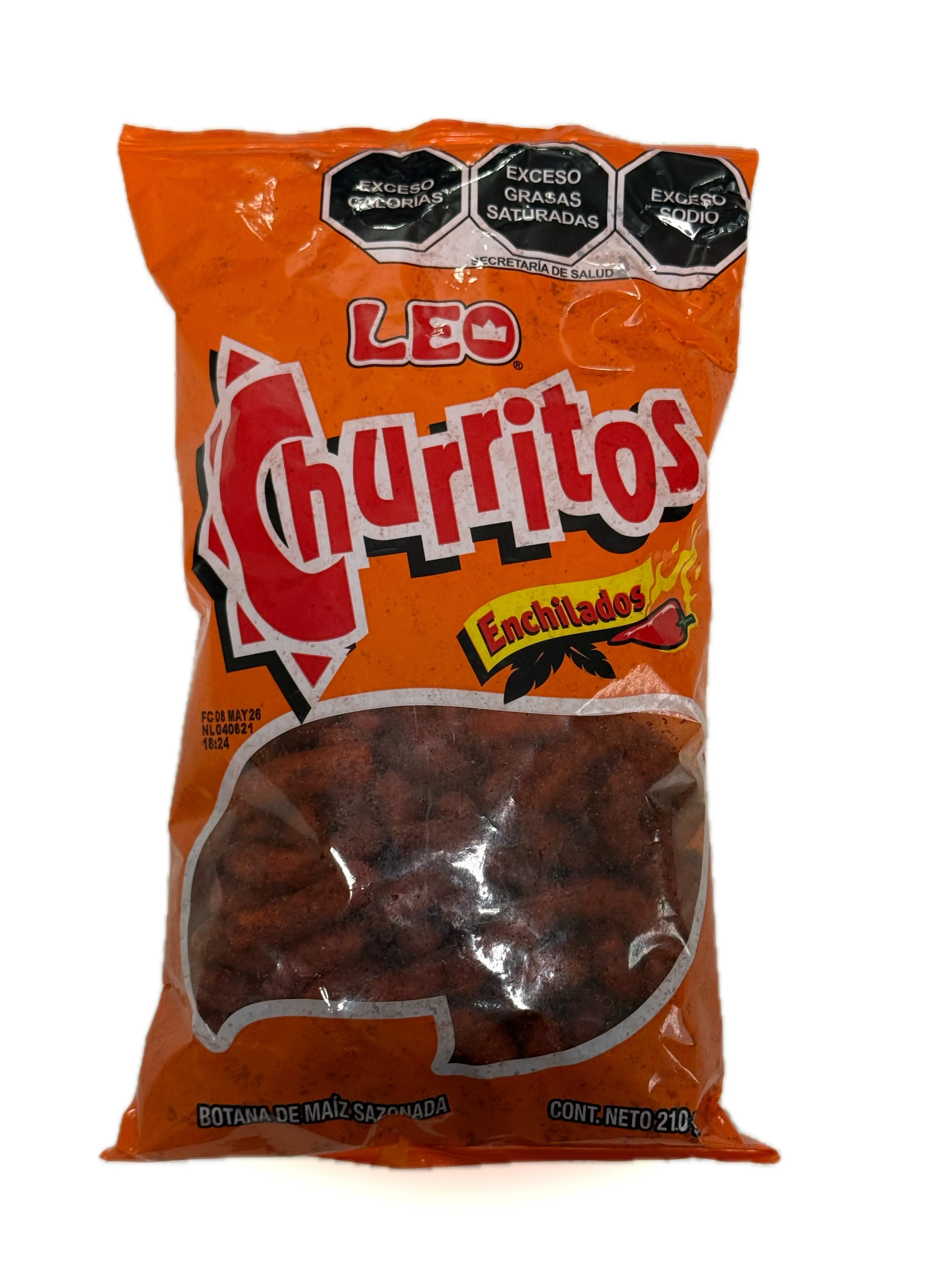 Churritos Enchilados Leo 210g | Mexican Spicy Corn Snack 210g / 7.4 oz