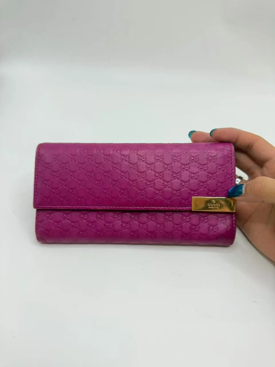 Pre-owned GUCCI Full Leather Long Wallet WOC with Chain (Chain Missing), Rose Pink