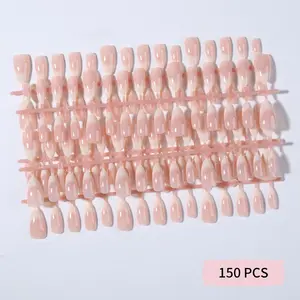 150pcs Nude Gradient French Tip Almond Shape False Nails, Nail Tips, Self-Lightening Filter, Thin and Comfortable, Nail Art Extension Set