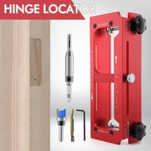 1PC Aluminum Alloy Door Lock Hinge Hole Positioner, Woodworking Hole Locator, Door Hinge Installation Tool