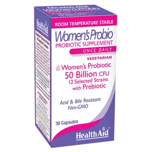 WomensProbio 50 Billion with Prebiotic, 30ct Once Daily Capsule, Support for Feminine Health, Abdominal Bloating, and Yeast Infection, Acid & Bile Resistant, Lactose, Gluten, and GMO Free, Vegetarian