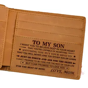Valentine's Day Gifts for Son - Premium Leather Card Wallet for Dad/Mom and Son - Men's Wallet - Birthday Gift for Son, Christmas Gift, Thanksgiving Gifts, Holiday Gift