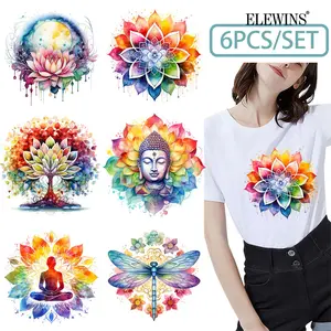 Retro Yoga Zen Lotus Gold Foil DTF Transfer for T shirts Hoodies Jeans Backpacks Pillows Machine Washable Reusable Heat Transfer Film for Men Women Crafts