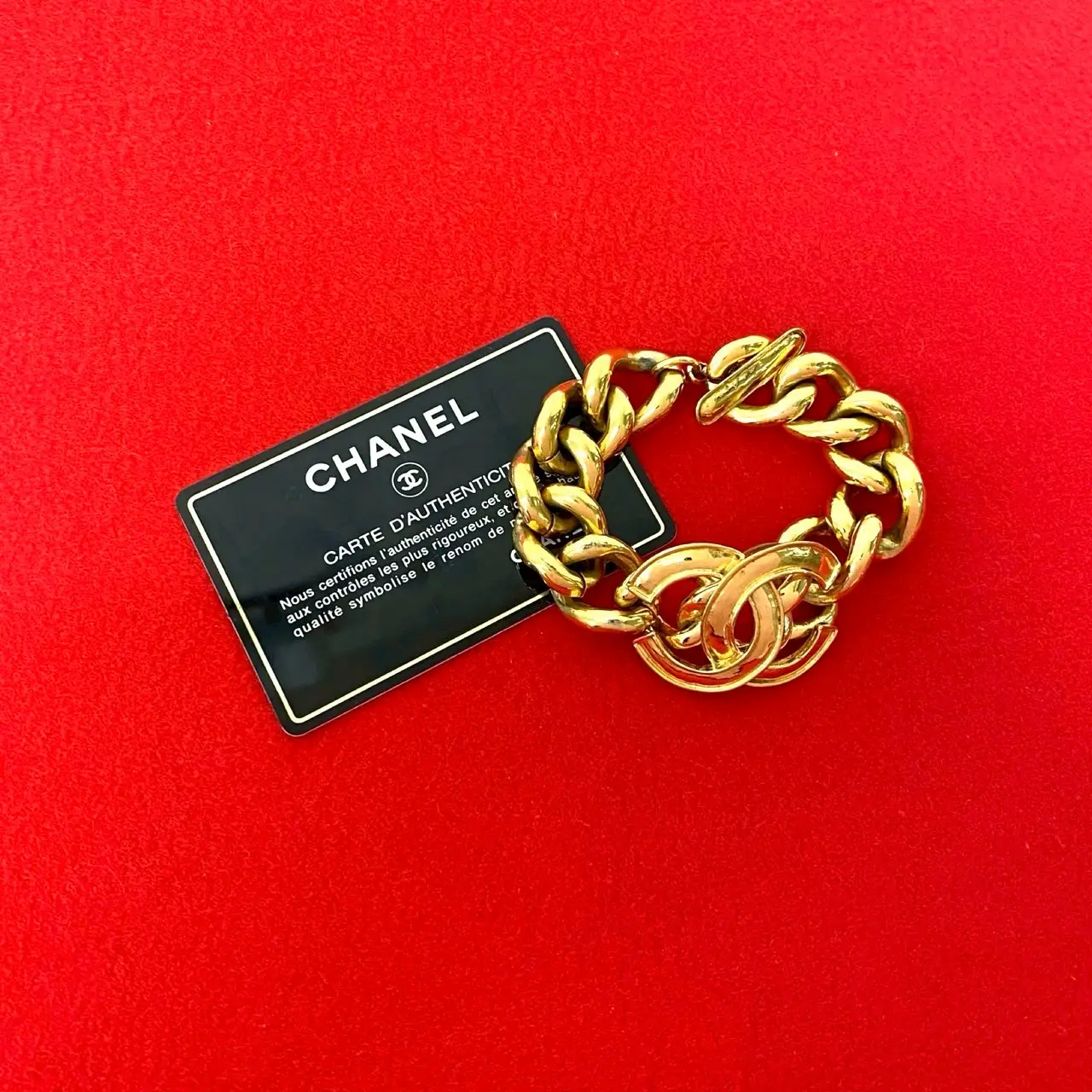 Pre-owned CHANEL Stainless Small Leather Goods Coco Mark Bracelet