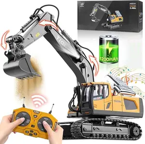 RC Construction Truck, 2.4G High Tech 11Channels RC Excavator Dump Trucks BulldozerAlloy Plastic Engineering Vehicle Electronic Toys