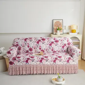 1pc Printed Skirted Sofa Cover, Non-Slip Furniture Protector, Seasonal Replacement Sofa Slipcover, Reusable Home Decor, Couch Sofa Protector