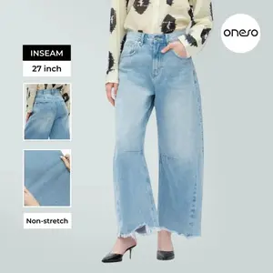 Non-stretch Barrel Jeans for Women with Drawstring Boyfriend Fit Tapered Y2K Baggy Denim Streetwear Vintage Style