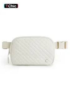 Women's Solid Color Quilted Belt Bag, Fashionable Crossbody Zipper Fanny Pack for Women, Casual Versatile Waist Bag with Adjustable Strap