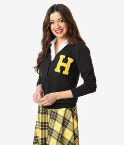 Unique Vintage 1950s Black & Yellow Hannah Letterman Cardigan