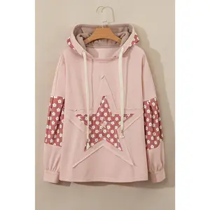 Delicacy Floral Patchwork Star Pattern Drawstring Hoodie