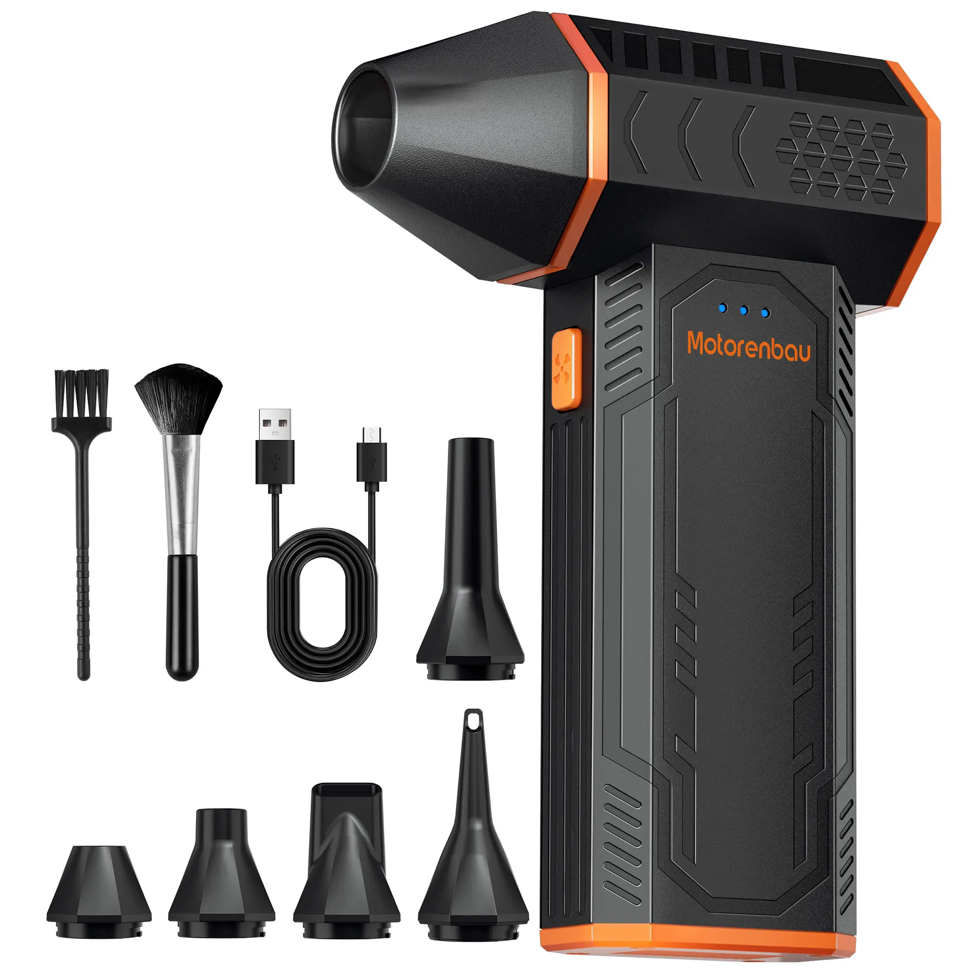Motorenbau Electric Air Duster, Adjustable Cordless Compressed Air Blower with 130000RPM Fast Charging, Canned Air Alternative, for Car Drying, PC Keyboard, Home Clean, Outdoor BBQ, Cleaning Tool Portable And Lightweight