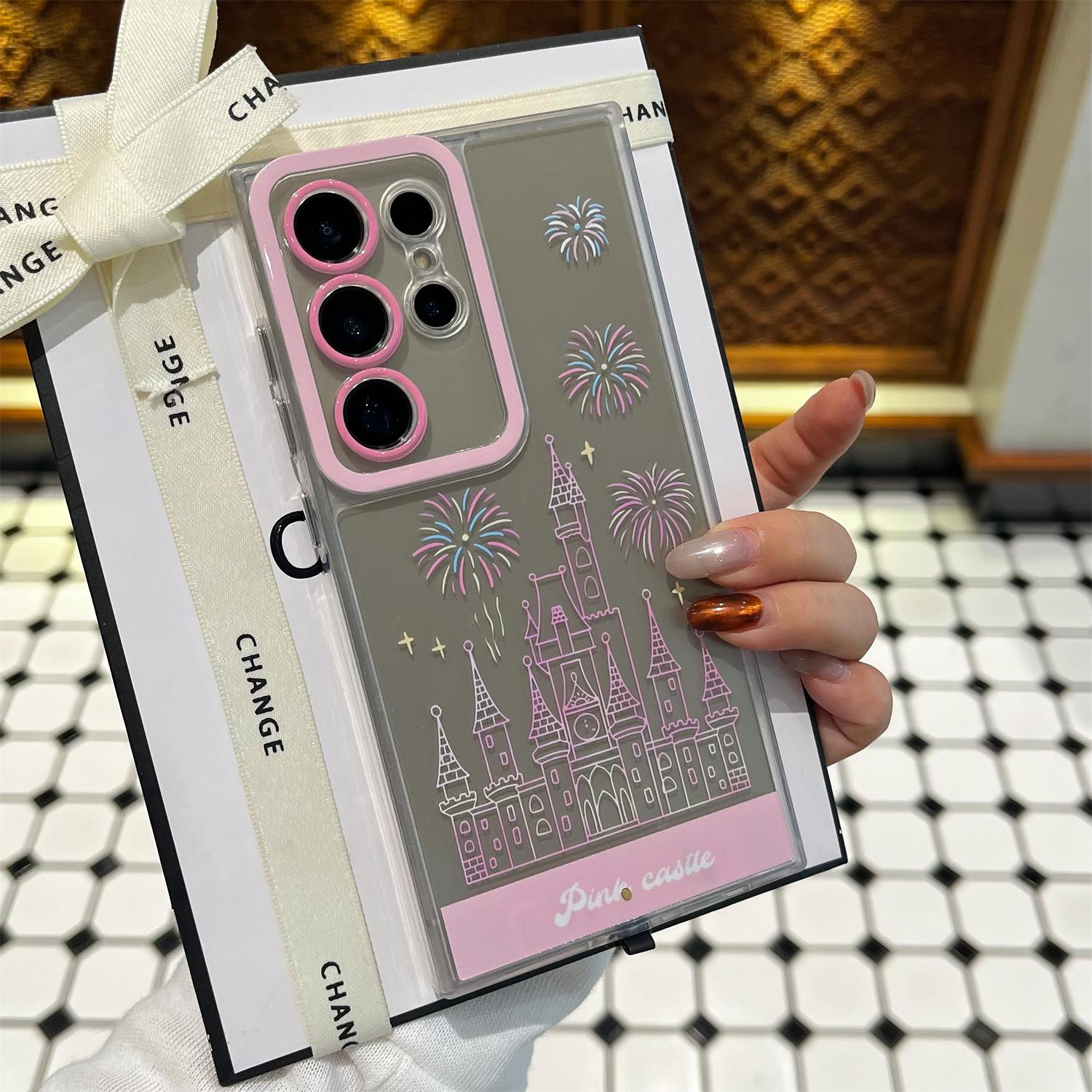 Vibrant LED Fantasy Castle Fireworks Built-in Light Up Phone Case for Samsung Galaxy S26/S25/S24 Plus,Ultra, Stylish Protective Cover, Unique Design for Daily Use, Protective Casing