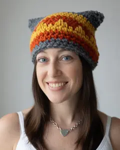 Handmade Crochet Cat Ear Beanie, Custom Colors Available