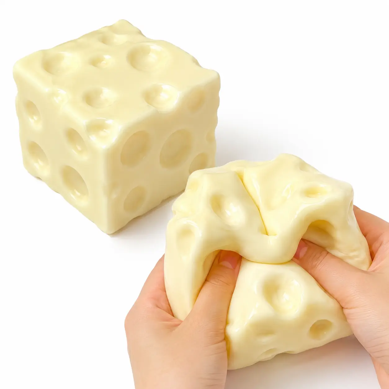 Giant Cheese Block Squishy Fidget Toy, Jumbo Yellow Slow Rising Non-Rebound Stress Ball, Moldable Soft Cheese Squishy for ASMR, Sensory Play, Stress Relief & Anxiety Relief, Viral Fidget Toy Gift for Teens & Adults