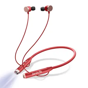Jarvis3k Flashlight Wireless Headphone Neckband Reading Light with Bluetooth Earbuds (Red) Audio Earphones Headset Electronic