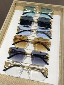 cool men's metal rimless sunglasses, trendy casual tinted lens frames glasses for men for everyday use, fashion eyeglass accessories for outdoor activities, sunglasses for men