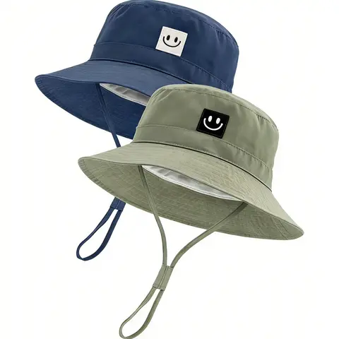 2-Pack Small Head Circumference Fisherman Hats, Wide Brim Upf Sun Protection, Adjustable Windproof Chin Strap, Unisex, Ideal for Fishing, Hiking, Beach, Travel, Lightweight Sun Hat, Outdoor Hat