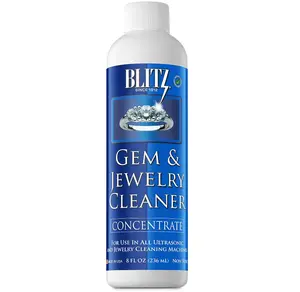 Blitz Gem & Jewelry Cleaner Liquid Concentrate for Gold, Silver, & Platinum Jewelry Cleans Non-Porous, Precious & Semi-Precious Stones. Non-Toxic, Non-Abrasive, & Planet Friendly Made in USA 8oz