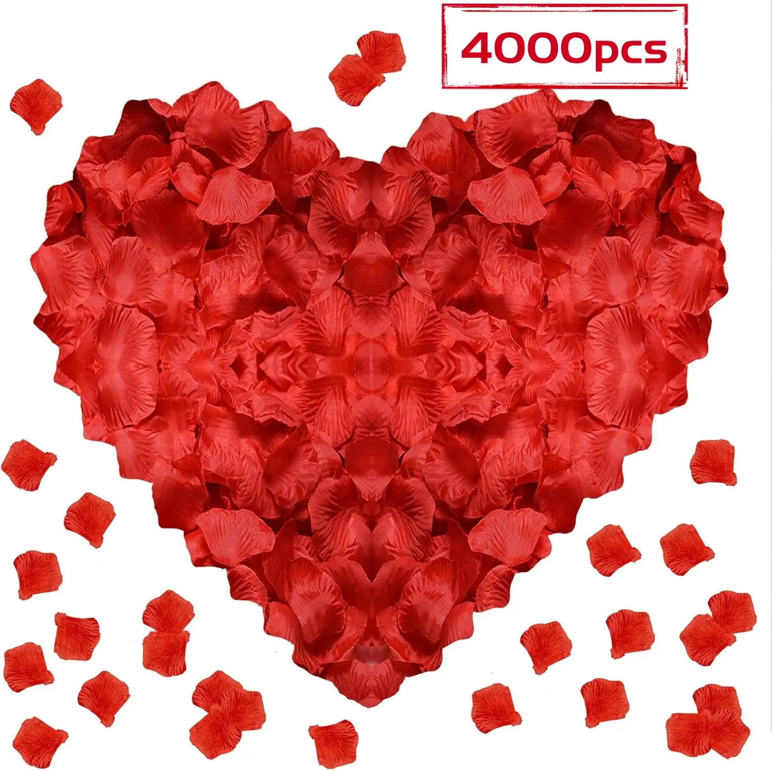 4000Pieces Rose Petals, Artificial Flower Petals Fake Rose Petals Silk Red Rose Petals for Romantic Night,Wedding,Proposal Anniversary Flower Decorations