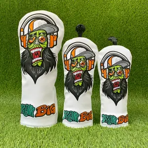 Golf club covers, featuring eye  catching embroidery of a hat   wearing, headphone ro cking gorilla. With strong protection and wear resistance. Cool golf accessories.