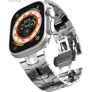 2026 New Three Beads Solid Stainless Steel Watch Strap, Premium Metal Replacement Band for Smart Watch Series