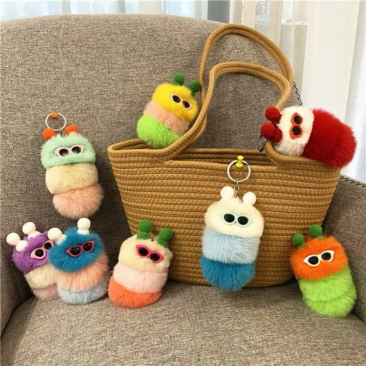Soft Stuffed Caterpillar Keychain, Kawaii Animal, Soothing Doll, Cute Stuffed Animal for Kids Easter Gifts, Soft Stuffed Animal