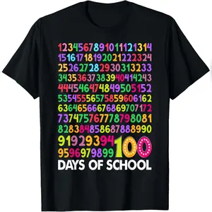 100 Days Of School Numbers Math 100th Day Of School T-Shirt Comfy Everyday T-Shirt