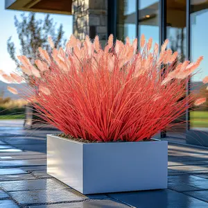 Grass Fall  Artificial Shrubs Artificial Grass Wheatgrass Cattails  Grass Decorations Artificial  Ornamental Grass Outdoor Grass Green Leafy Decorations (12PCS)Orange