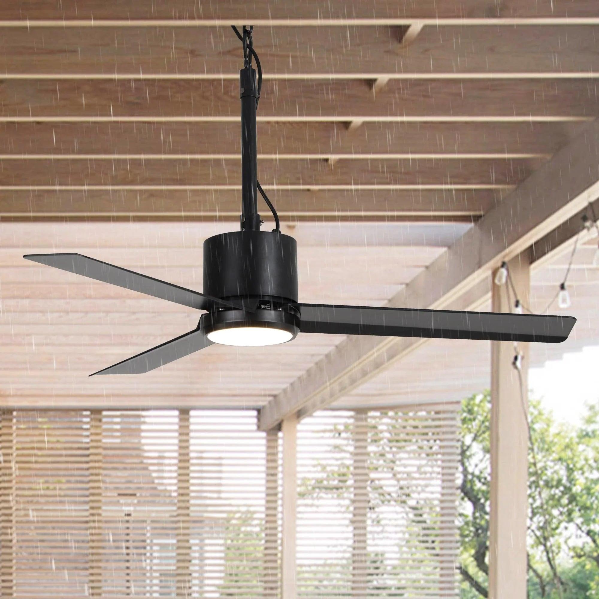 42" Outdoor/Indoor Ceiling Fan with Light | IP65 Waterproof Black | Remote & Convenient Hanging Hook