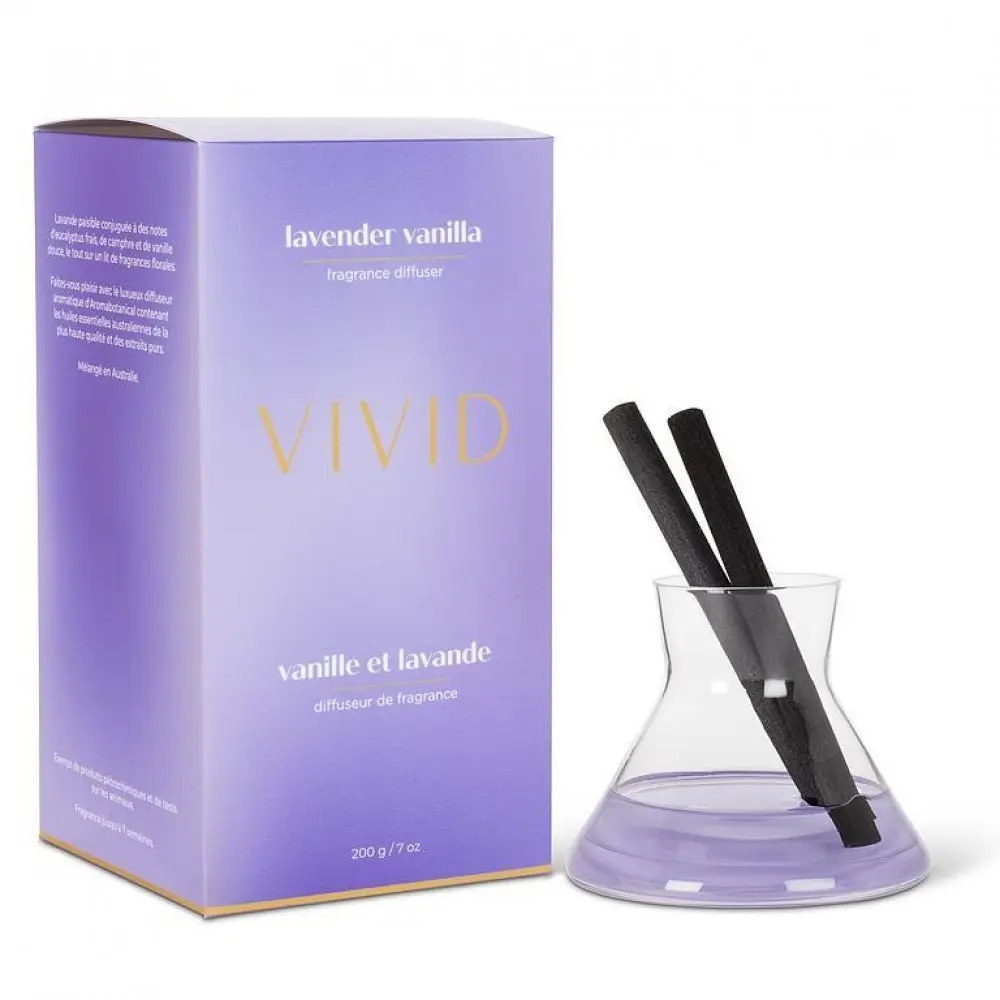 MDR Trading Inc. AB-16-ASV-REED-LVQ01 Glass Lavender Vanilla Modern Diffuser, Home Fragrance Aroma Freshener with Long-Lasting Scent