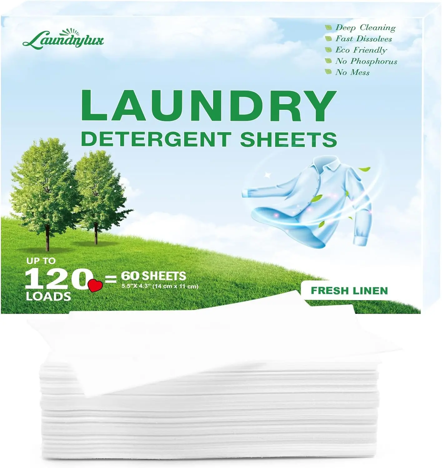 120 Loads 60 Sheets Laundry Detergent Sheets Eco Friendly