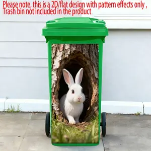1pc 2D Flat Tree Hole Rabbit Animal Trash Can Sticker, Self Adhesive Wallpaper, Home Wall Art, Kitchen Decoration