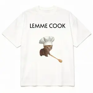 Funny Cat Meme T-Shirt - 'LEMME COOK' Cute Chef Cat Shirt for Cat Lovers & Foodies, Full Sizes, For Men, For Women, gift for him gift for her