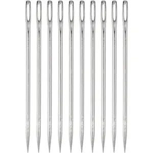 10pcs 4 Inch Upholstery Needles Large Eye Stitching Needles Stainless Steel Straight Hand Sewing Needles for Home Leather Tapestry Embroidery Tufting Webbing Carpet