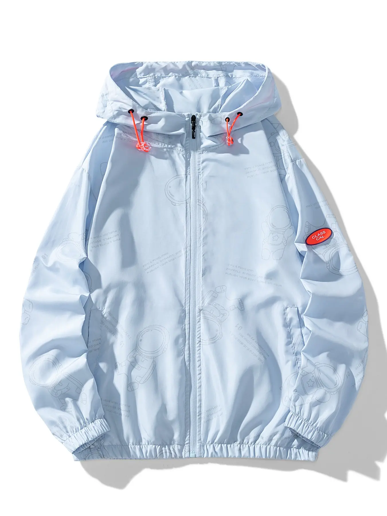 Summer lightweight men's coat with hood, long-sleeved outdoor men's and women's alike skinwear with hood and sunshade shirt