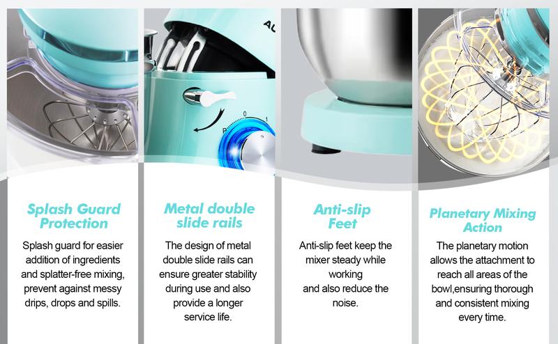 Aucma 6.5QT Stand Mixer with Upgraded Motor | 6-Speed Tilt-Head Electric Food Mixer with Stainless Steel Bowl Dough Hook Whisk & Beater for Baking & Mixing Kitchen Appliances