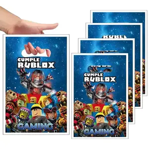 10/20/30pcs Roblox Game Birthday Party Candy Gift Bags Plastic Hand Bag Happy Birthday Party Decoration Kids Adults Favors Gifts