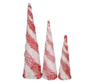 Northlight 3.25' LED Candy Cane Christmas Cone Trees 3-Piece