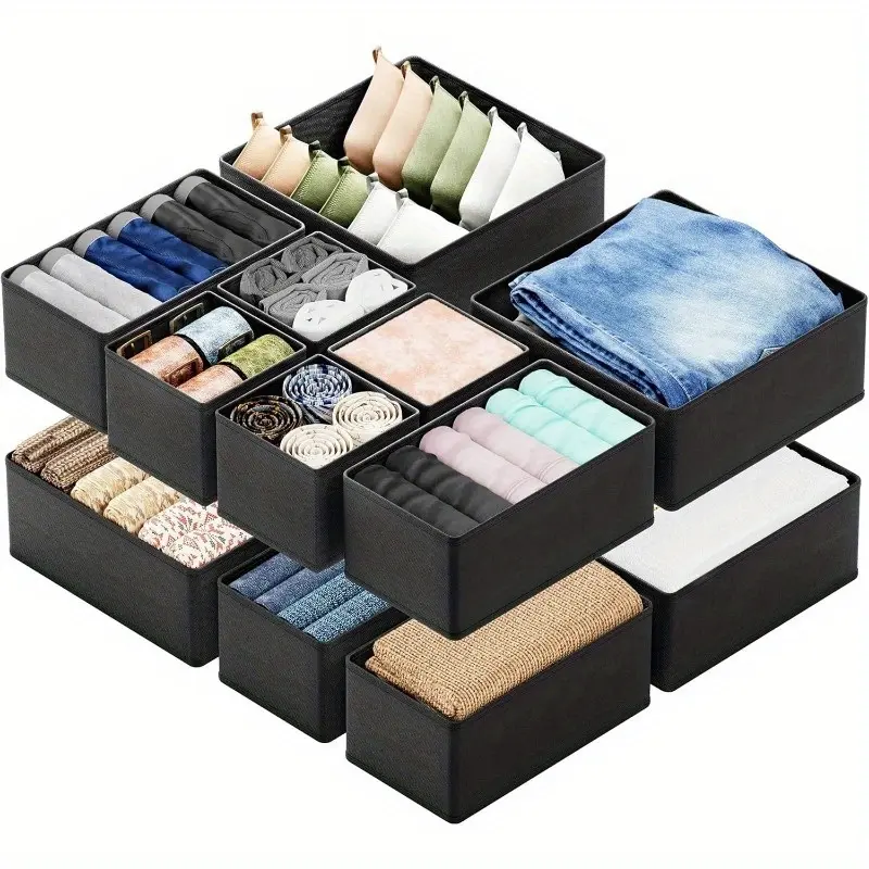 3 Pack Declutter Your Closet – Foldable Fabric Storage Boxes for Clothes, Underwear & Socks – Space Saving Organizer for Bedroom & Home