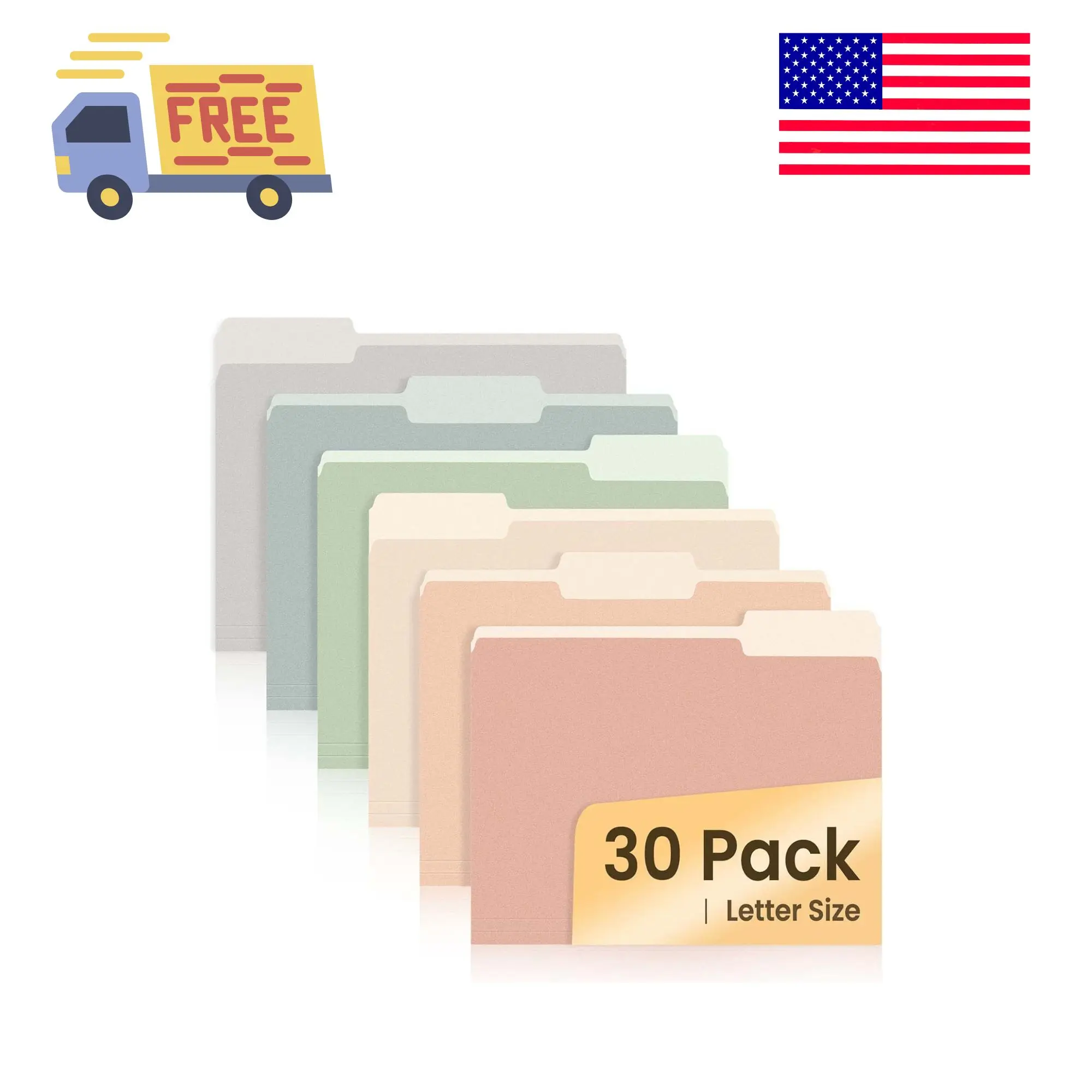 File Folders, 30 Pack Manilla Folders 8.5 x 11, Colored File Folders Home Office School Supplies