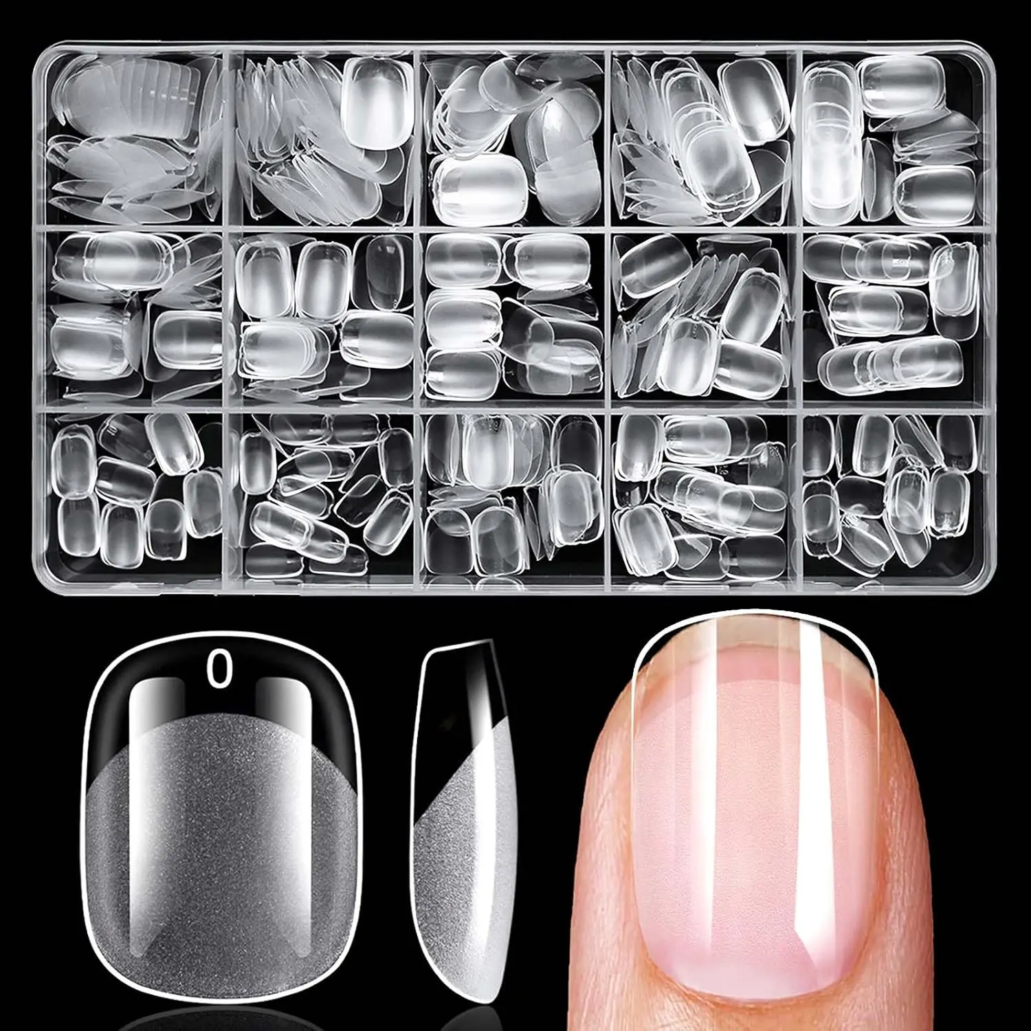 Extra Short Round Square Gel Nail Tips Clear Fake Nail, XS Clear Press on Nails Short Squoval Soft Gel Nail Tips Acrylic Nails Full Cover False Nail Artificial Fingernail for Nail Extensions