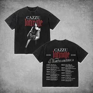 Vintage Cazzu Latinaje Tour 2026 T-Shirt Acid Wash, Cazzu Latinaje Graphic Tee, Latin Trap Artist Norteamerica Concert Merch, Premium Cotton Acid Wash Retro Streetwear, Unisex Heavyweight Shirt for Cazzu Fans, Front & Back Tour Dates