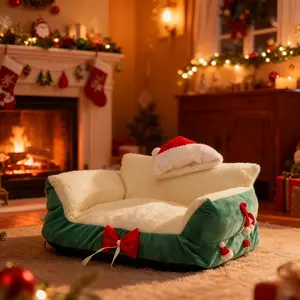 Cat bed, Red Washable Winter Dog bed, Comfortable Cat Sofa With Neck pillow, Pet Supplies And Sleeping crates, Soothing Dog basket, Dog basket, Suitable For Puppies And Indoor  Larg Mediu pets, home, Living room, Bedroom