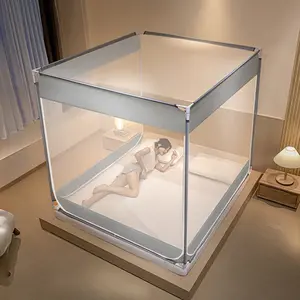 Minimalist Solid Color Mosquito Net, Freestanding Square Frame, 360 ° Breathable protection, quick and easy installation, easy to disassemble for storage, available in multiple sizes, suitable for home, bedroom, and outdoor use.